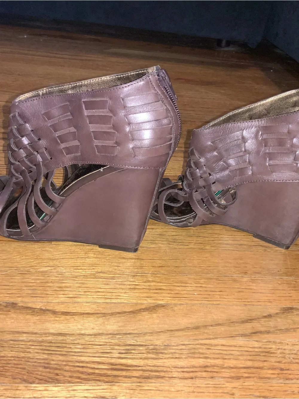 Carlos by Carlos Santana Brown Woven Strappy Wedge Sandals